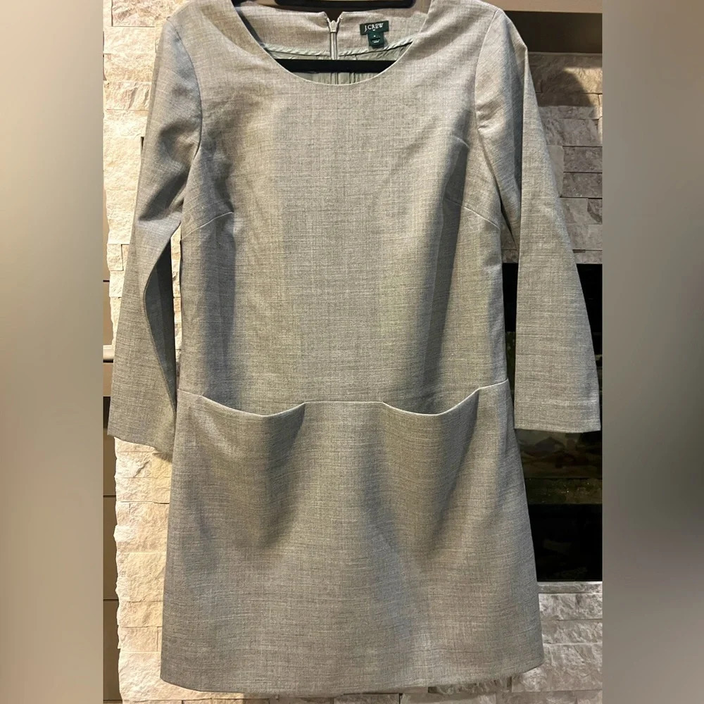 J Crew low waist gray wool blend dress, size 4